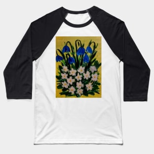 Some bluebells and daisy's growing wild . Baseball T-Shirt